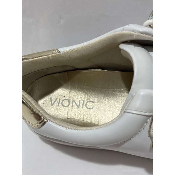 Vionic Sneakers Women’s walking Bobbi Size 8.5 White gold  Leather strappy - Picture 6 of 7